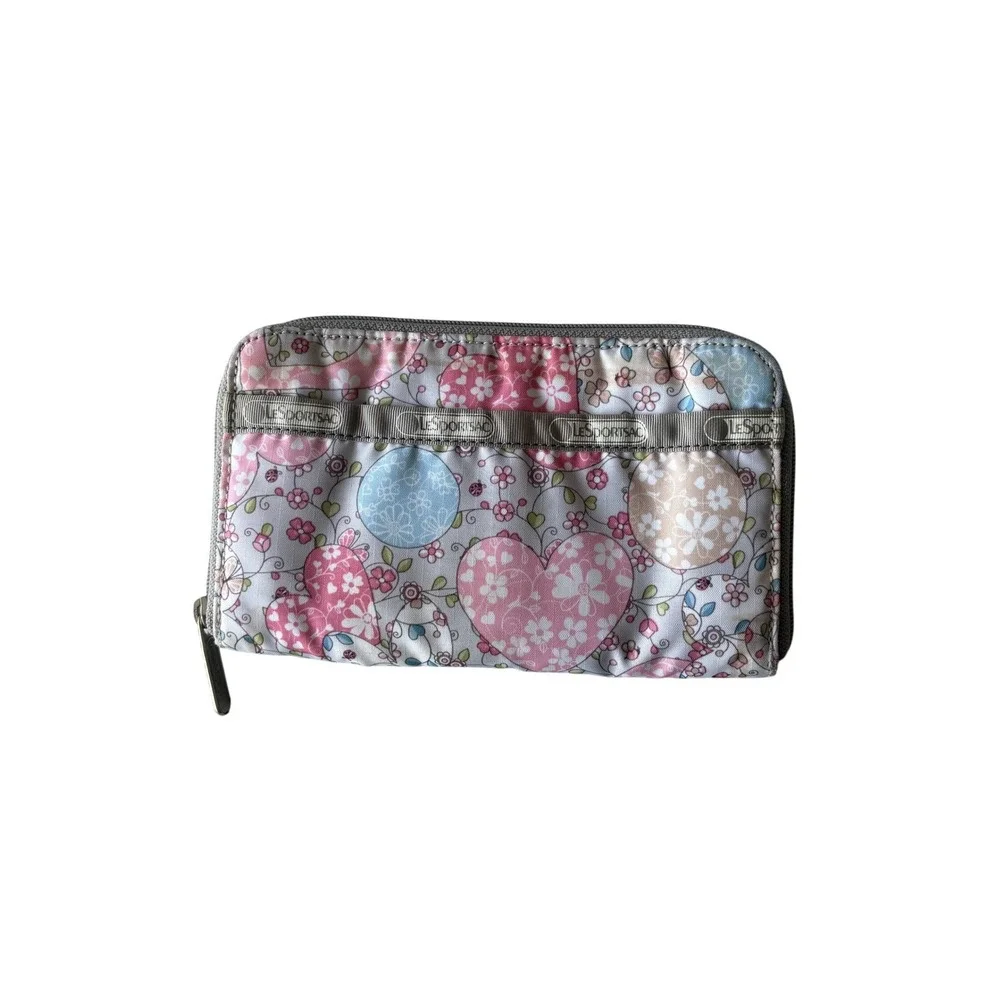 LeSportsac Tote Wallet Set Pink Heart Floral Bag Kawaii Pastel Travel Purse